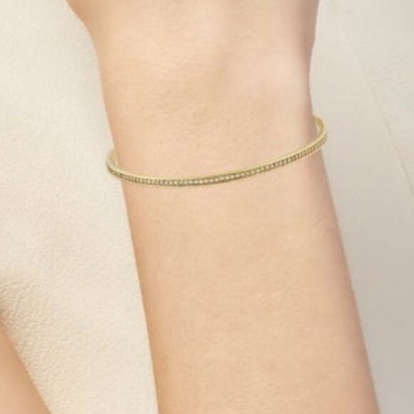 DAVID YURMAN 18K 750 YELLOW GOLD 1.12CTW DIAMOND BANGLE BRACELET - Picture 8 of 8